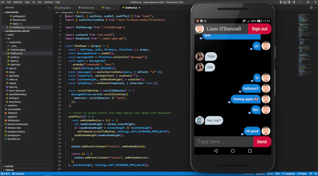 Chat app in React (hooks) - SPIKYTHING